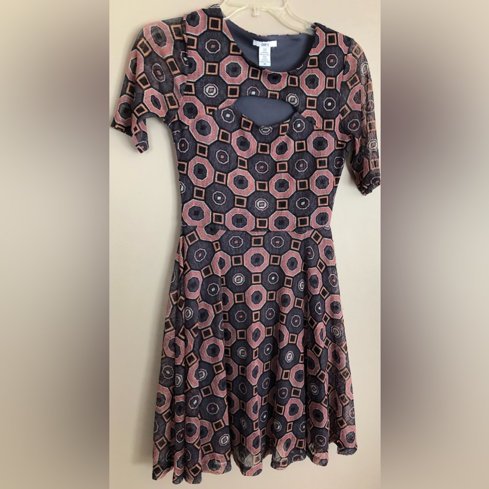 BAR III Geometric Dress  Gray & Pink   XS